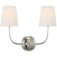 Настенный светильник Vendome Double Sconce Polished Nickel с льняными абажурами — дизайн Thomas O'Brien Visual Comfort
