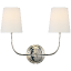 Настенный светильник Vendome Double Sconce Polished Nickel с льняными абажурами — дизайн Thomas O'Brien Visual Comfort